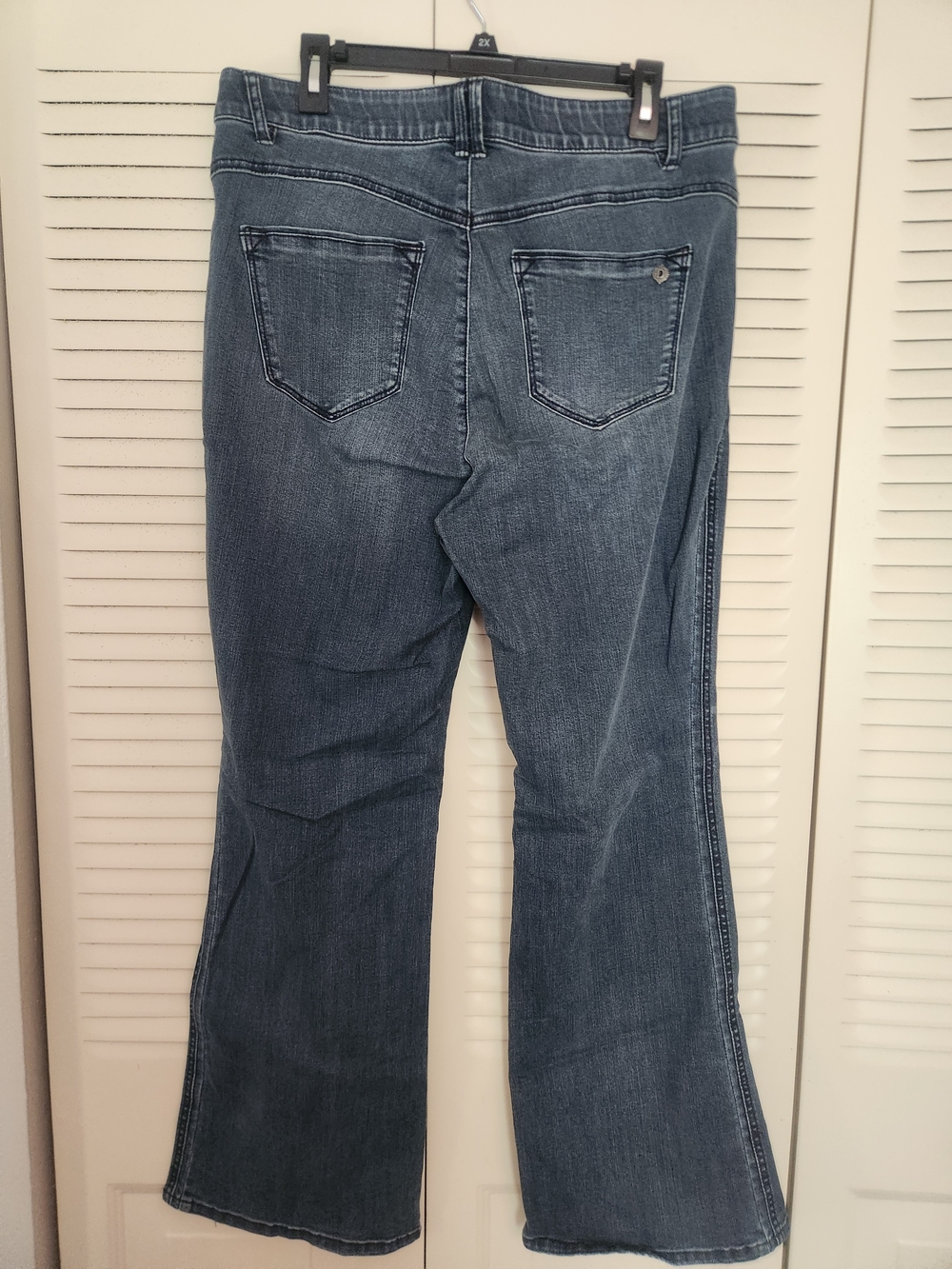 Democracy Dark Blue Flare Jeans with Button Detail - Picture 2 of 4